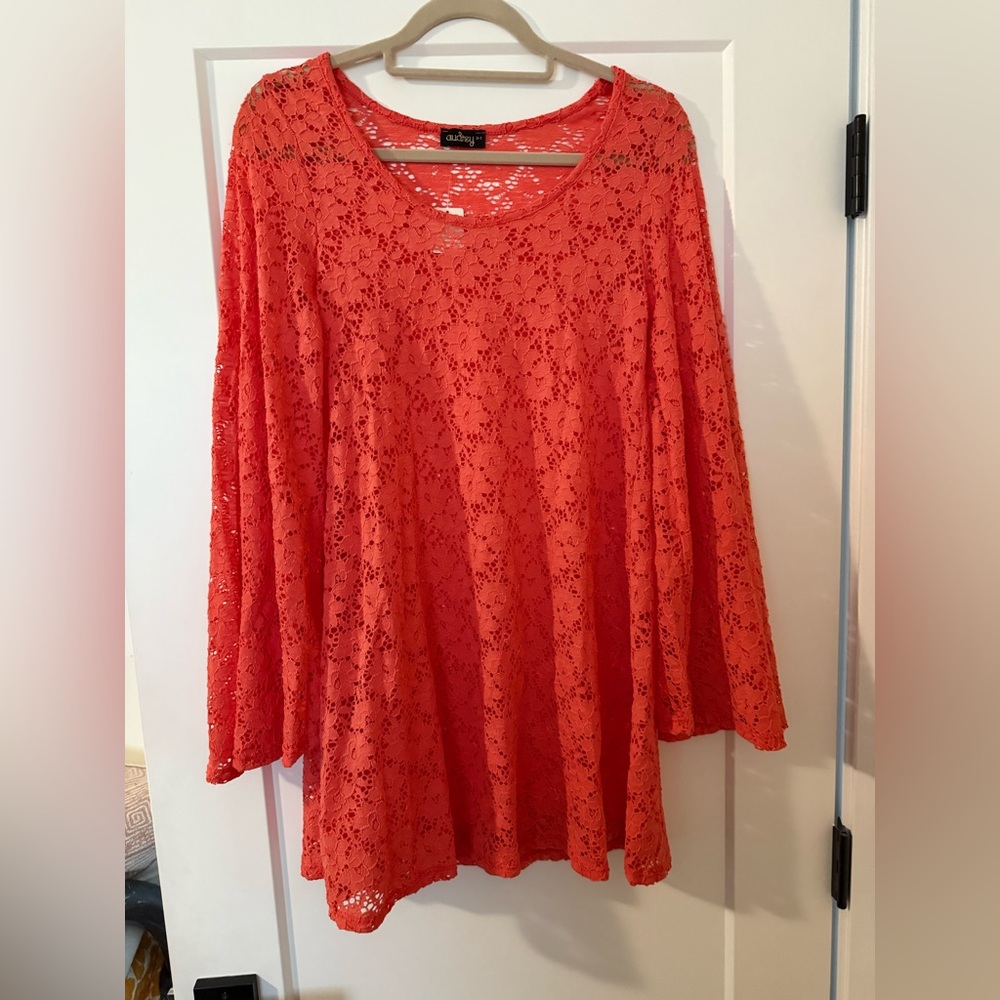Orange Laced Bell Sleeve Dress